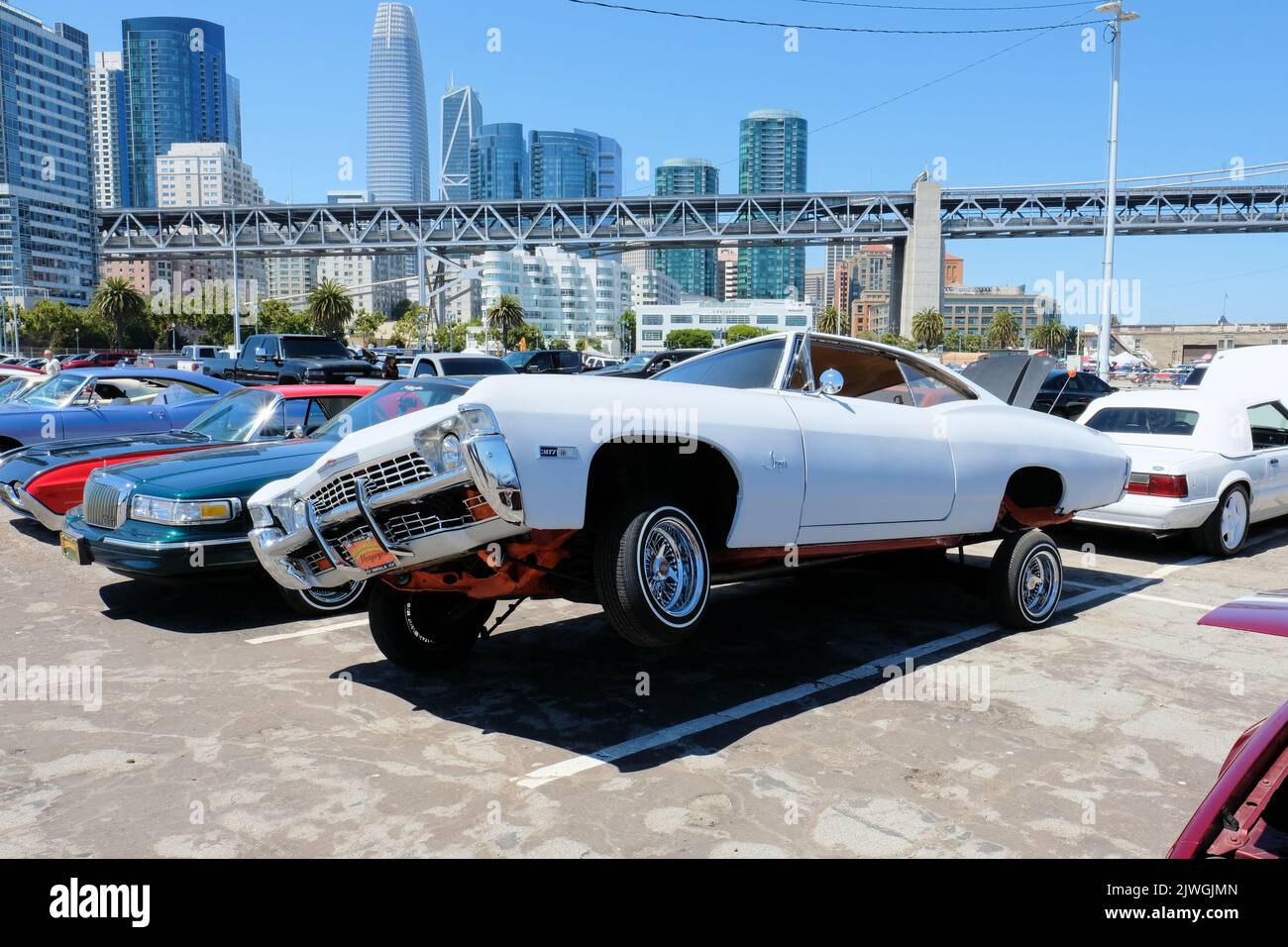 White 1968 Chevrolet Impala Custom Coupe 307 V8 lowrider car with