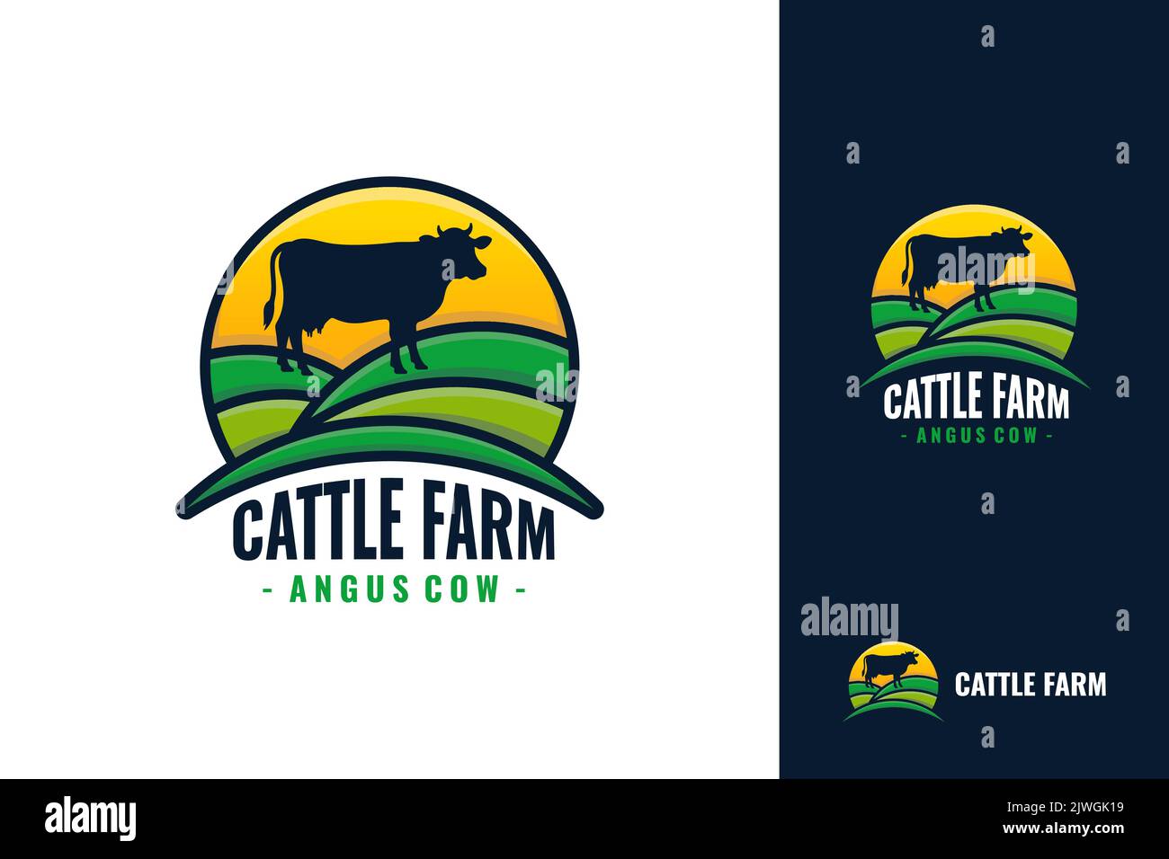 Cattle farm logo template design. Black angus badge vector Stock Vector ...