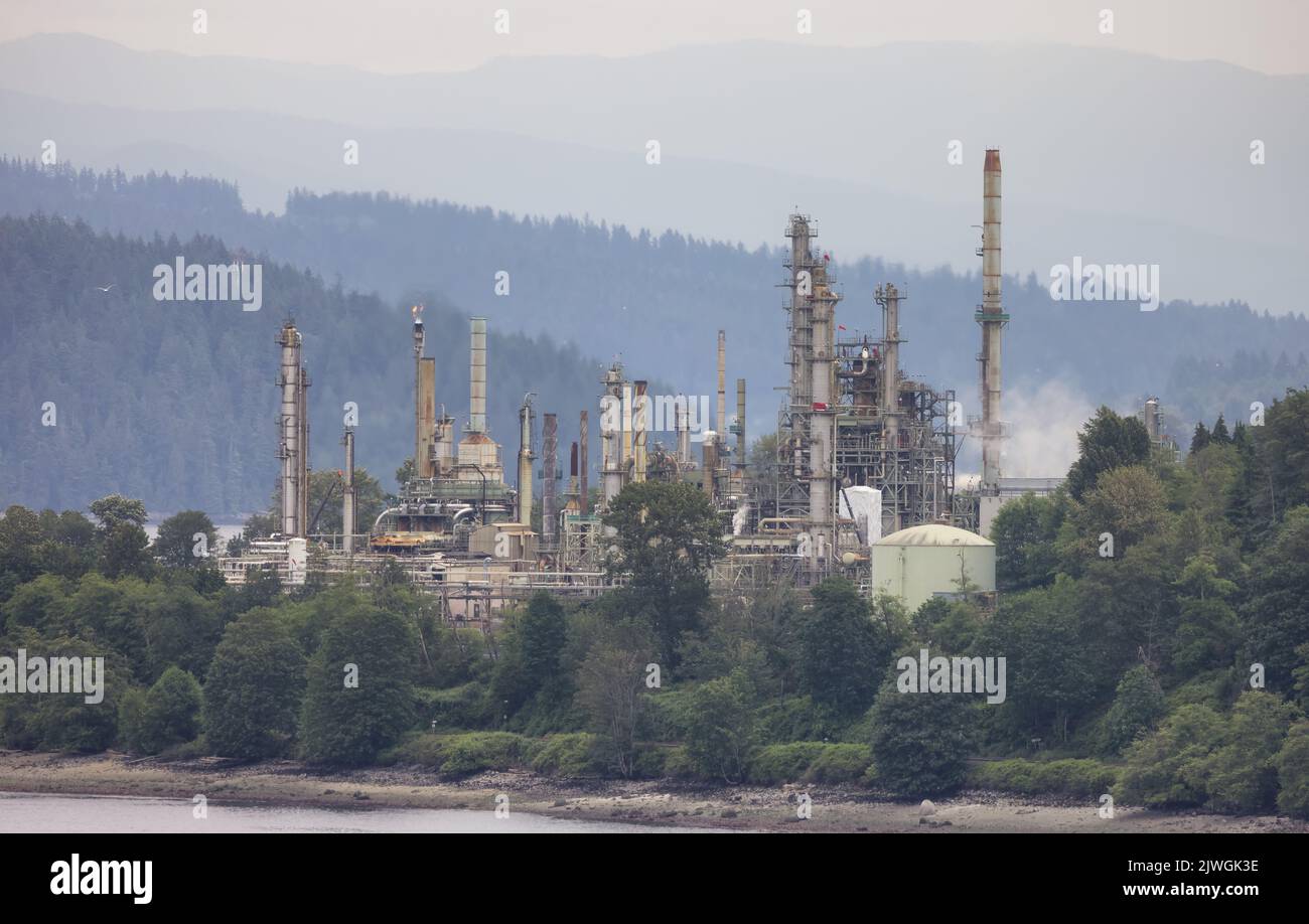 Oil Refinery Industry in Vancouver, British Columbia, Canada Stock