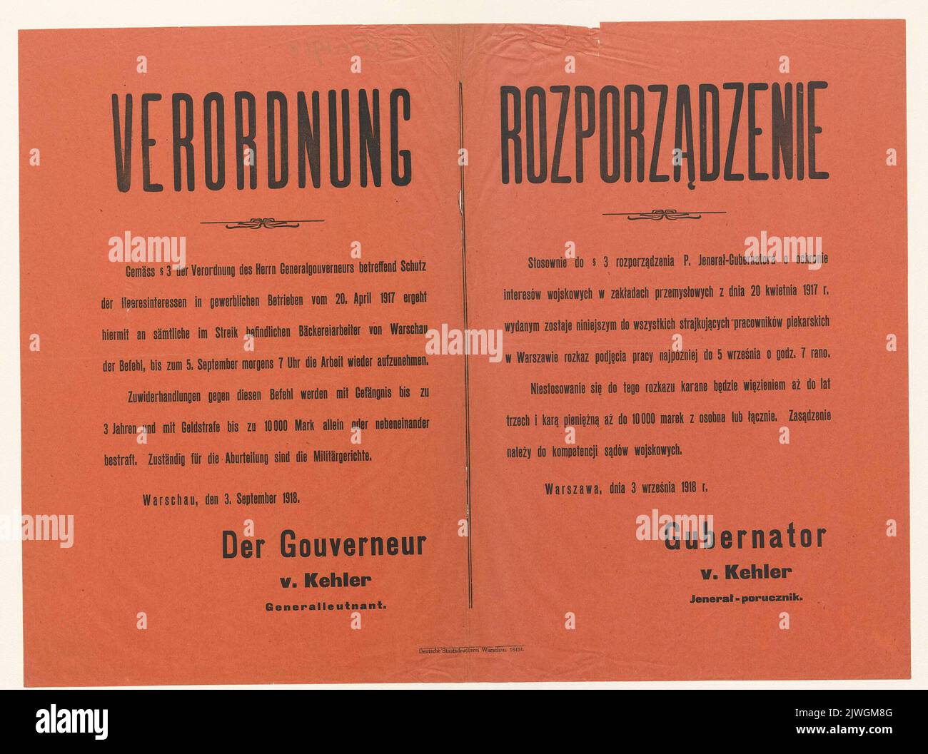 Regulation of governor v. Kehler ordering striking baker workers in