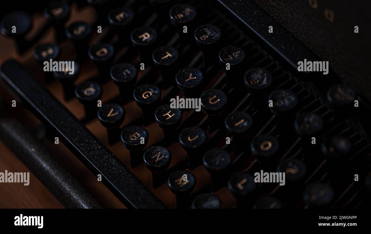 Close view of Vintage Typewriter Keys Stock Photo