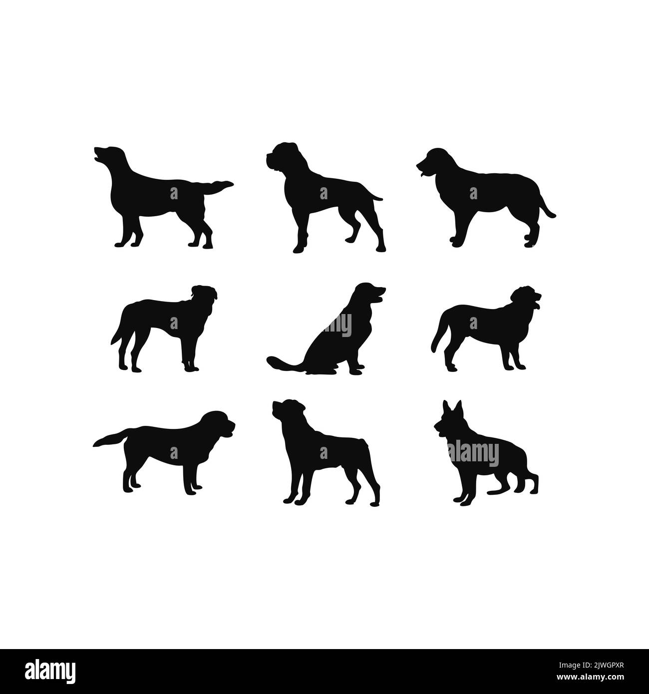 Set of dog symbol illustration design element. Vector template isolated