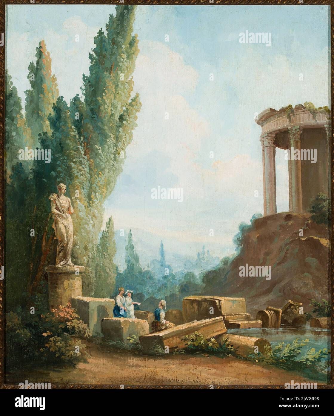 Landscape with the ruins of the Temple of the Sibyl in Tivoli. Robert, Hubert (1733-1808), painter Stock Photo