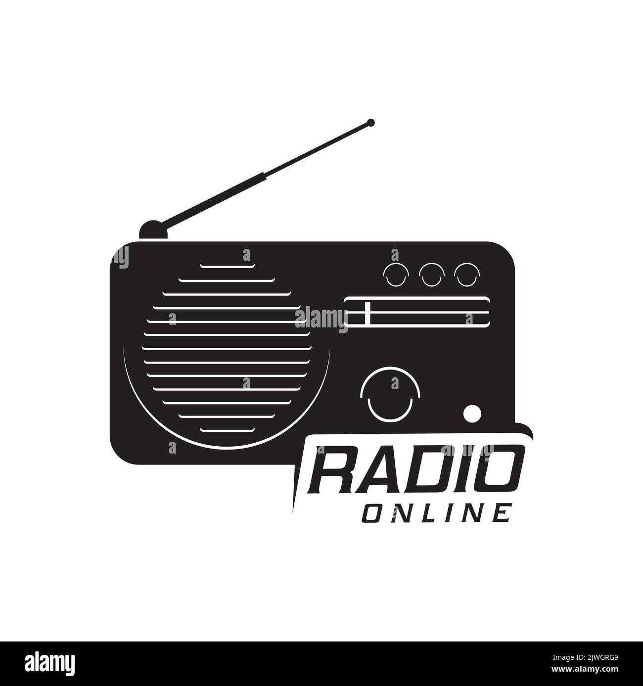 Online radio, radio station isolated vector icon. Retro receiver with