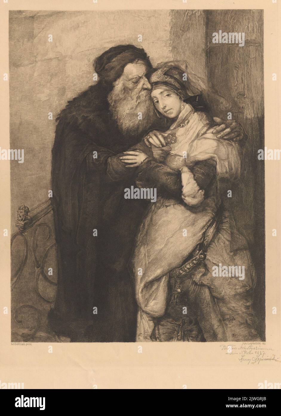 Shylock and Jessica. Łopieński, Ignacy (1865-1941), graphic artist, Gottlieb, Maurycy (1856-1879), painter Stock Photo