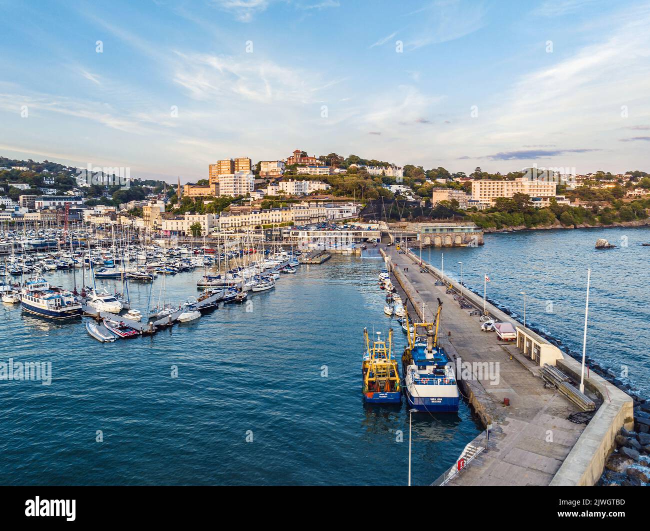 Torquay Harbour and Marina, English Riviera from a drone, Devon, England, Europe Stock Photo
