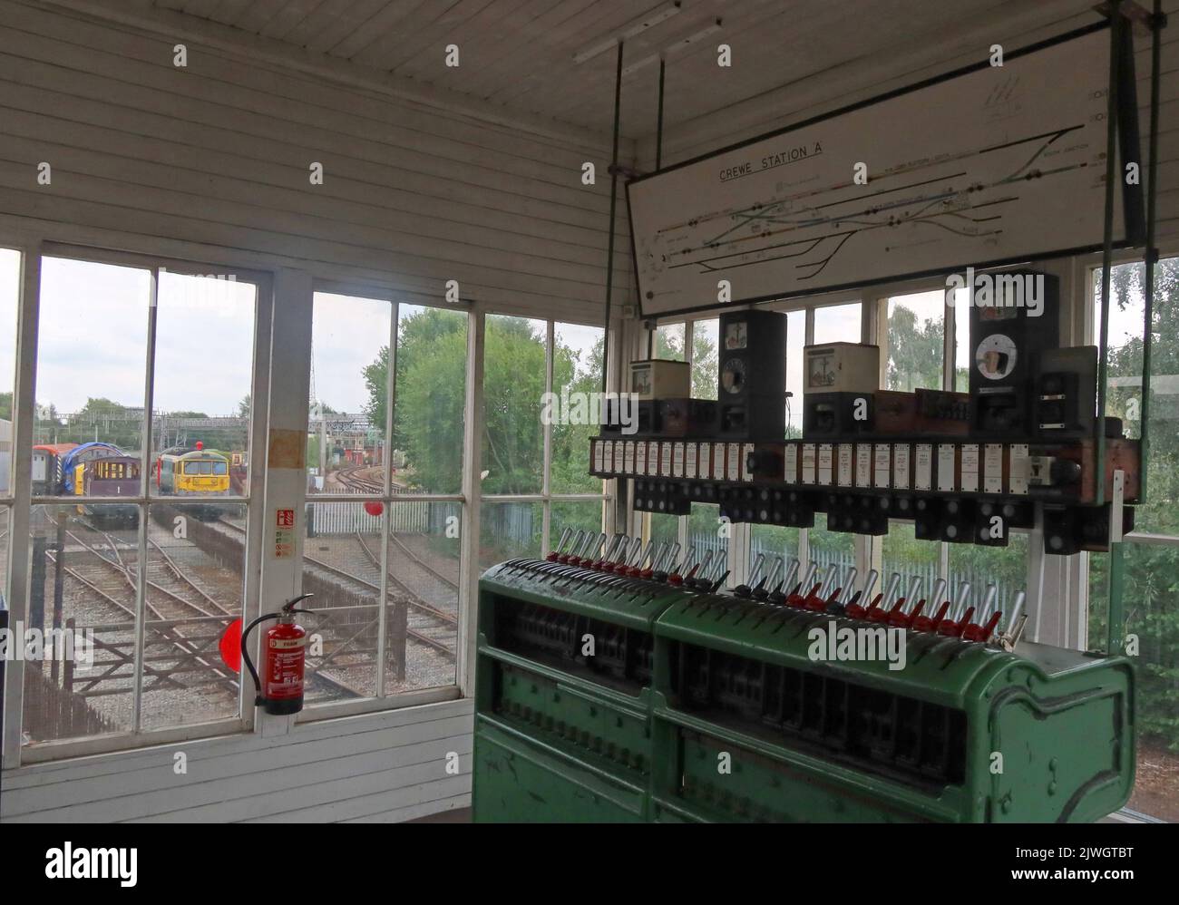 Traditional Victorian railway signalbox, Crewe Station A, at Cheshire, England, UK, CW1 2DB Stock Photo