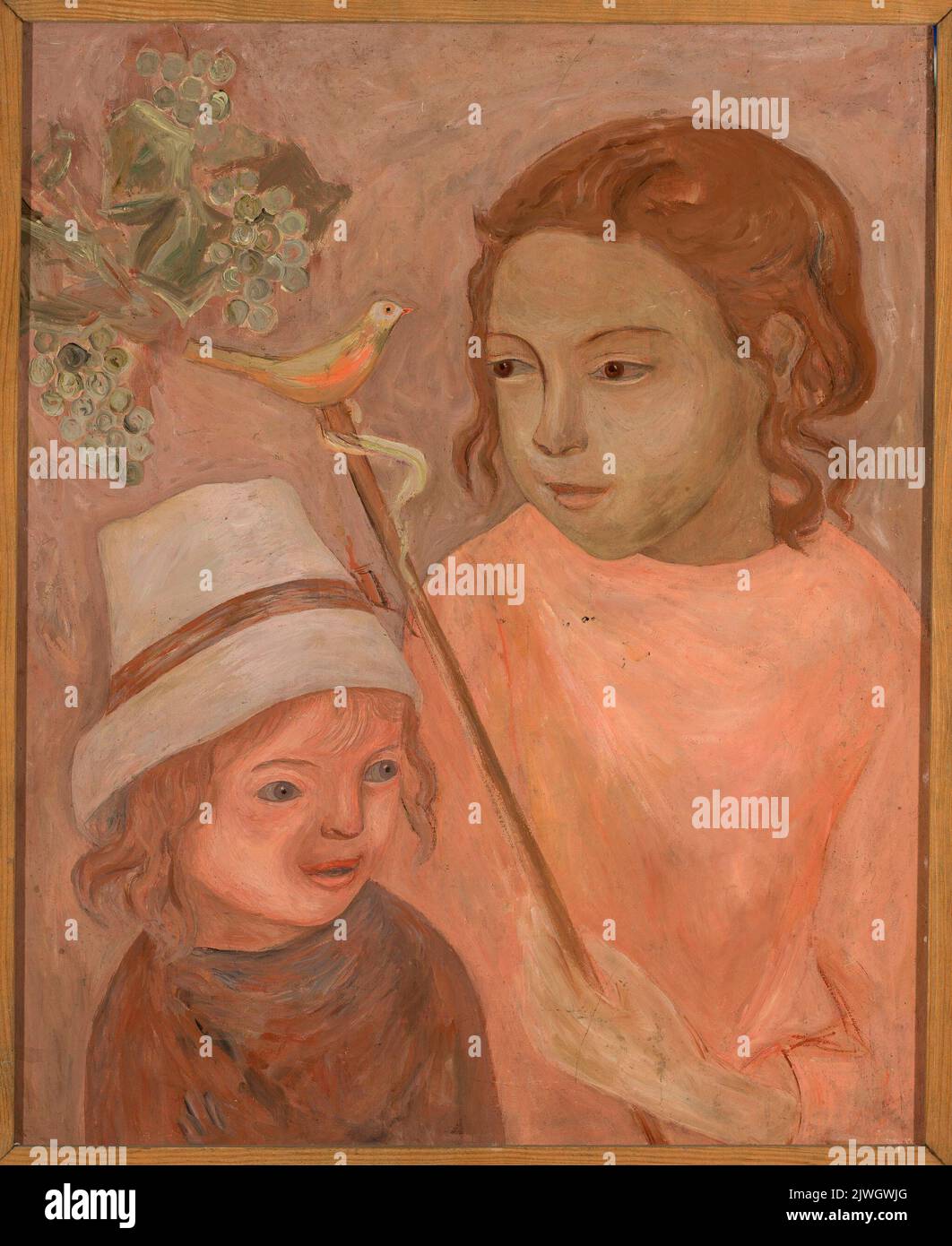 Dzieci z ptaszkiem na drążku. Makowski, Tadeusz (1882-1932), painter Stock Photo