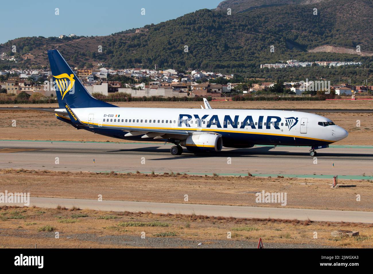 Malaga, Italy. 21st Aug, 2022. A Ryanair Boeing 737800 on the taxi at