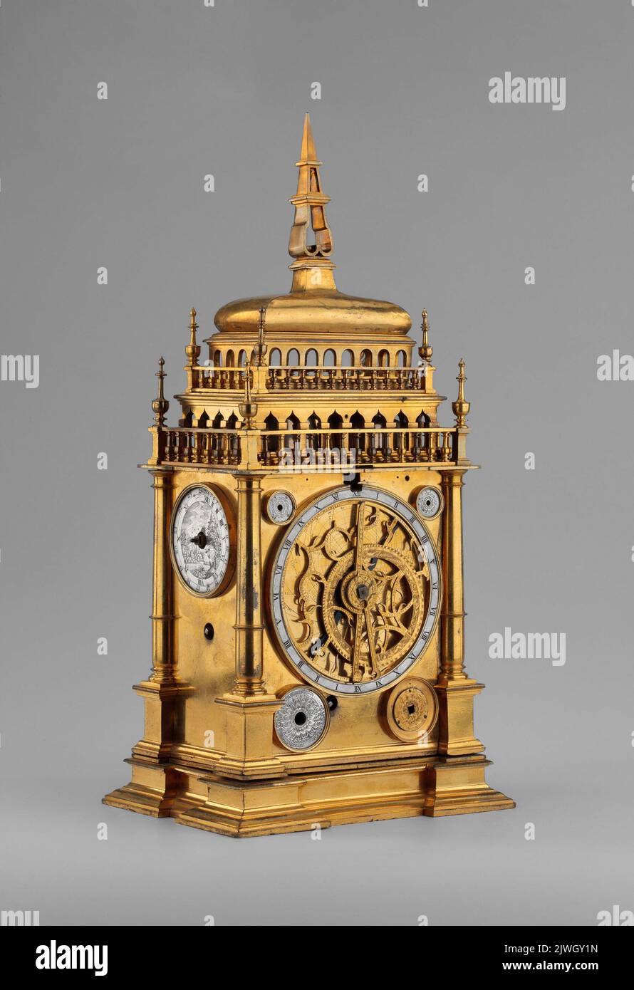 Astronomical tower table clock. Bommel, Melchior (fl. ca 1650), watchmaker Stock Photo