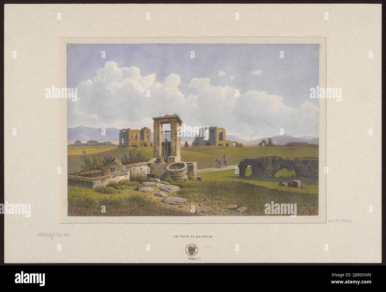 Ruins of Lukullus Villa by Via Appia in Rome. Blaschnik, Arthur (1823-1918), draughtsman, cartoonist Stock Photo