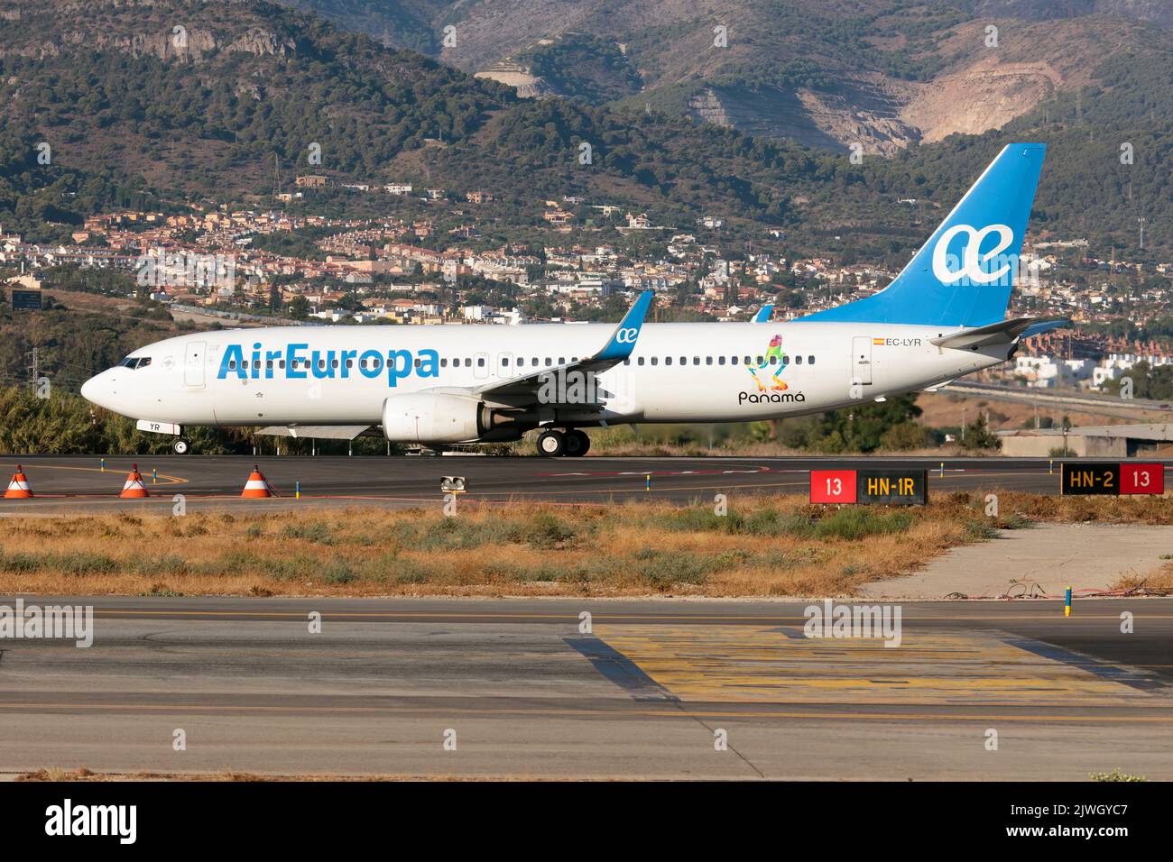 Malaga, Spain. 21st Aug, 2022. An Air Europa Boeing 737-800 ready to leave Malaga Costa del Sol airport.Air Europa is the third-largest Spanish airline after Iberia and Vueling. The airline is headquartered in Mallorca, Spain and has its main hub in Madrid''“Barajas Airport with focus city operations at Palma de Mallorca Airport and Tenerife North Airport. Air Europa flies to over 44 destinations. (Credit Image: © Fabrizio Gandolfo/SOPA Images via ZUMA Press Wire) Stock Photo