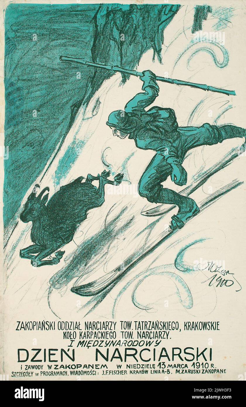 I Międzynarodowy Dzień Narciarski i Zawody w Zakopanem. Zaruski, Mariusz (1867-1941), author, unknown, printing house Stock Photo