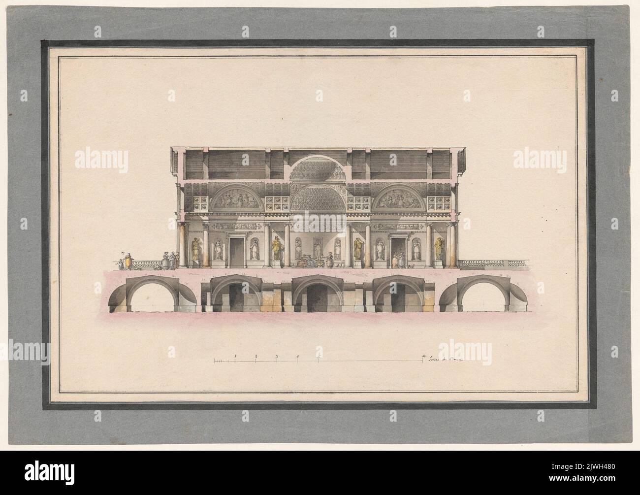Carskie Sioło. Pawilon koncertowy. Przekrój podłużny. Quarenghi, Giacomo (1744-1817), draughtsman, cartoonist Stock Photo