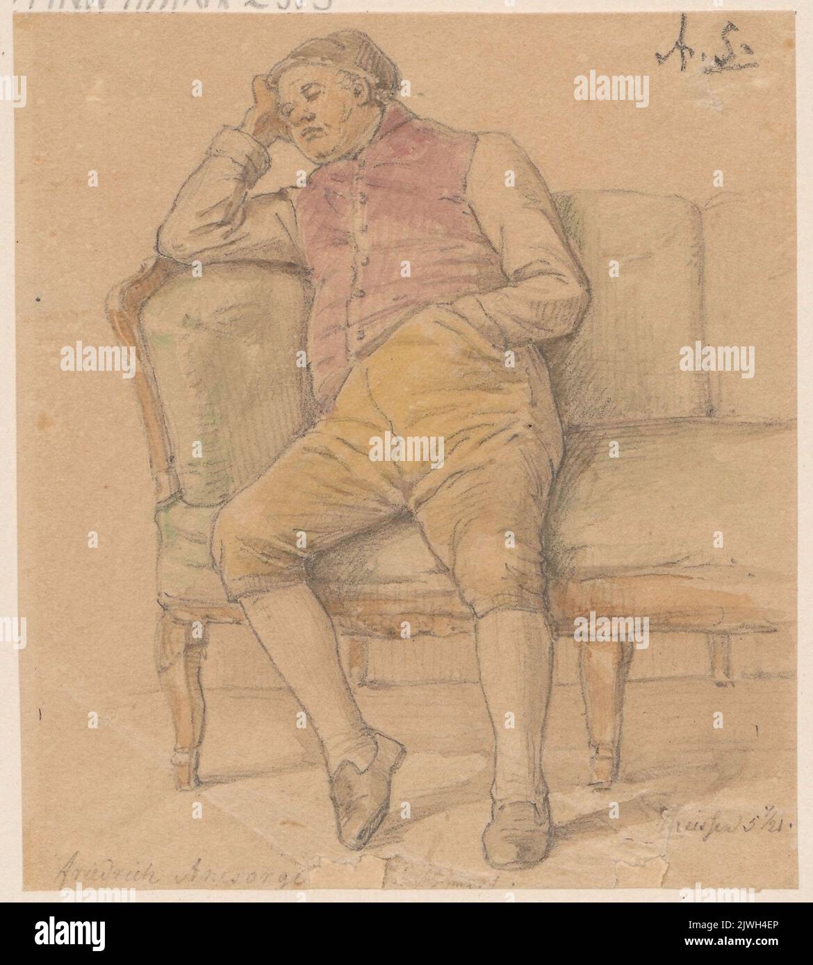 Man Napping Abstract Man napping on a couch. Schadow, Albert Dietrich (1797-1869 ...