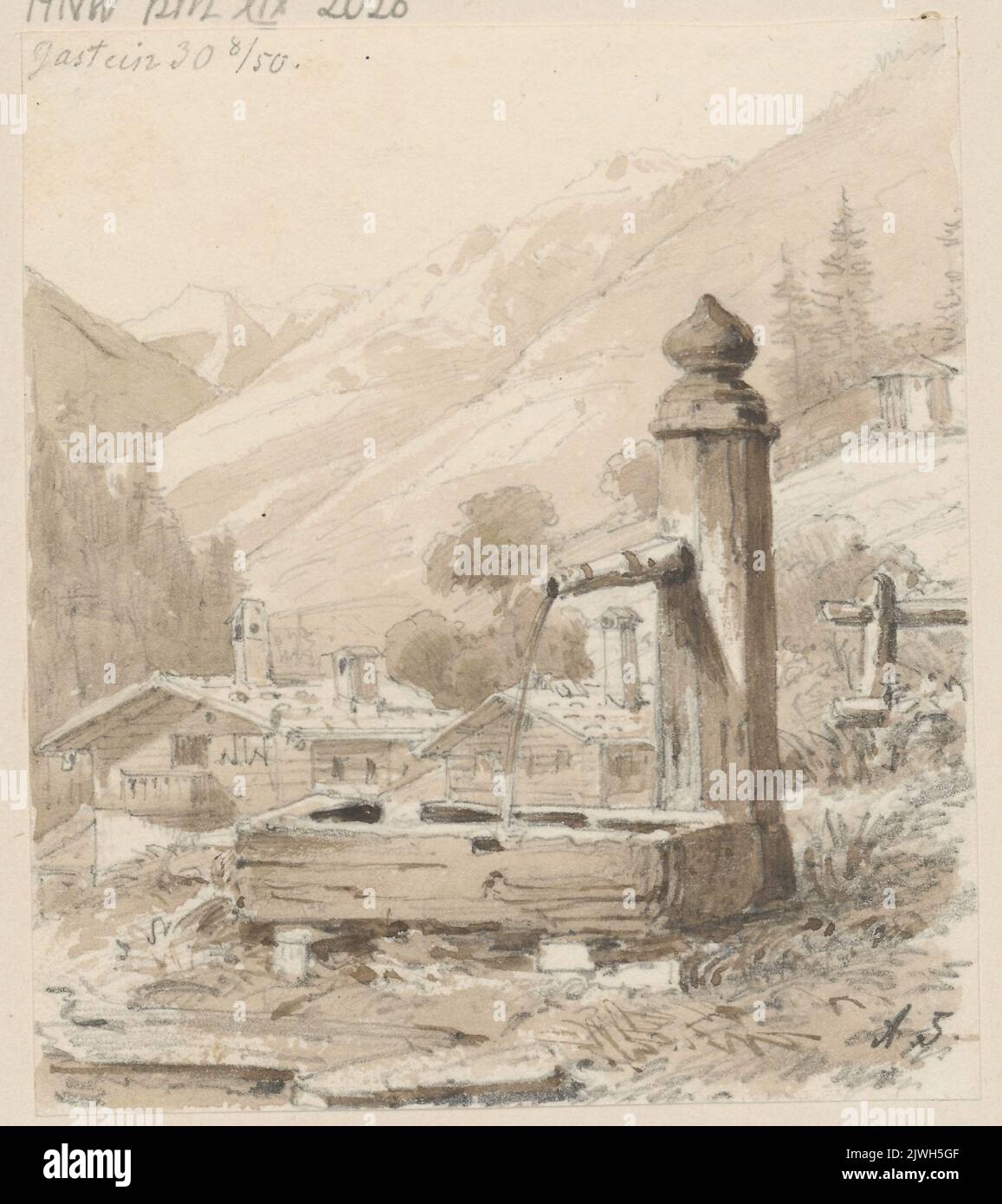 Gastein Valley in the Alps, the vicinity of Böckstein. Schadow, Albert Dietrich (1797-1869), draughtsman, cartoonist Stock Photo