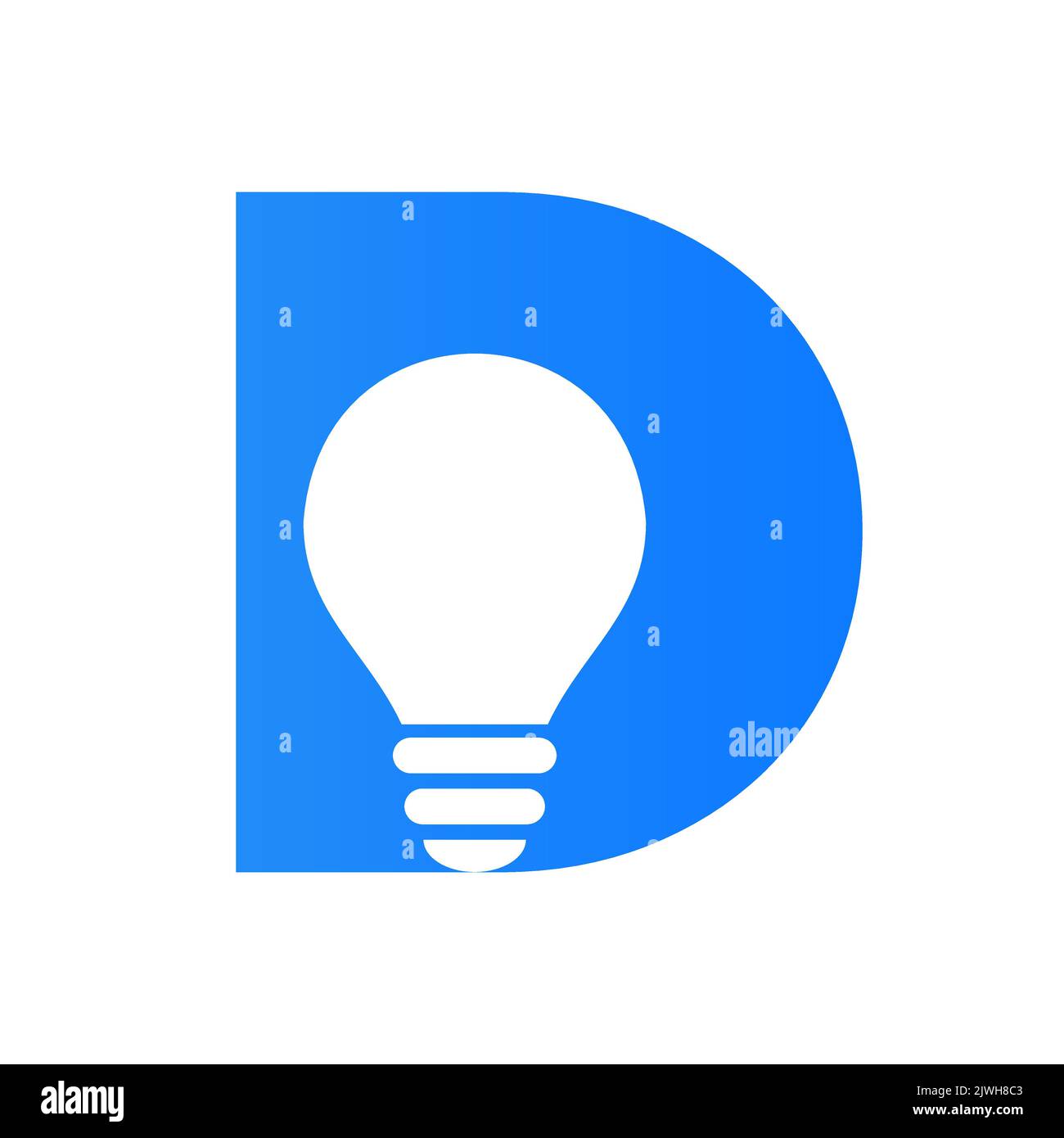 Letter D Electric Logo Combine With Electric Bulb Icon Vector Template. Light Bulb Logotype Sign Symbol Stock Vector