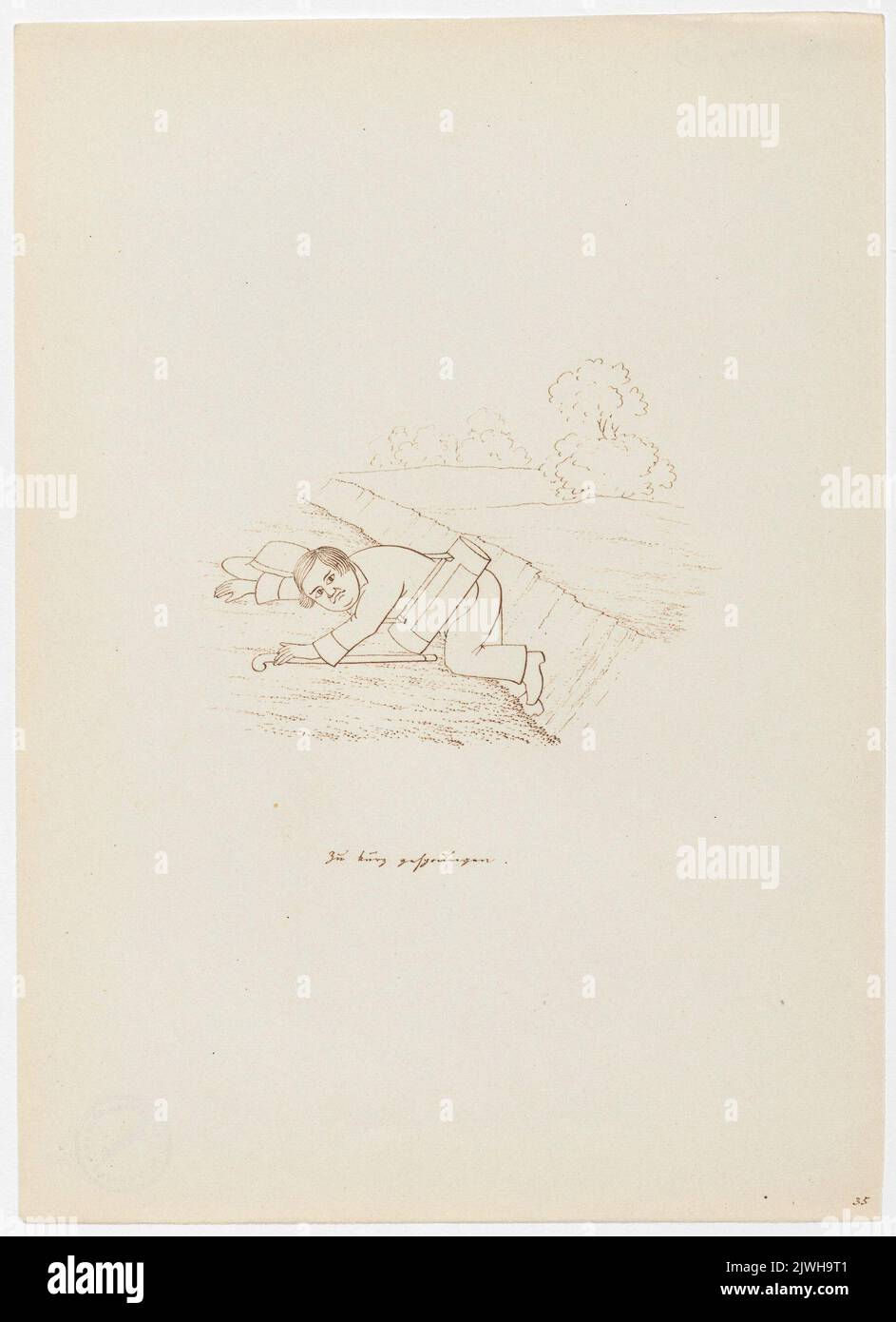 'Zu kurz gesprungen'. Winkler, Karl Gustav Adolf (1810-1893), draughtsman, cartoonist Stock Photo
