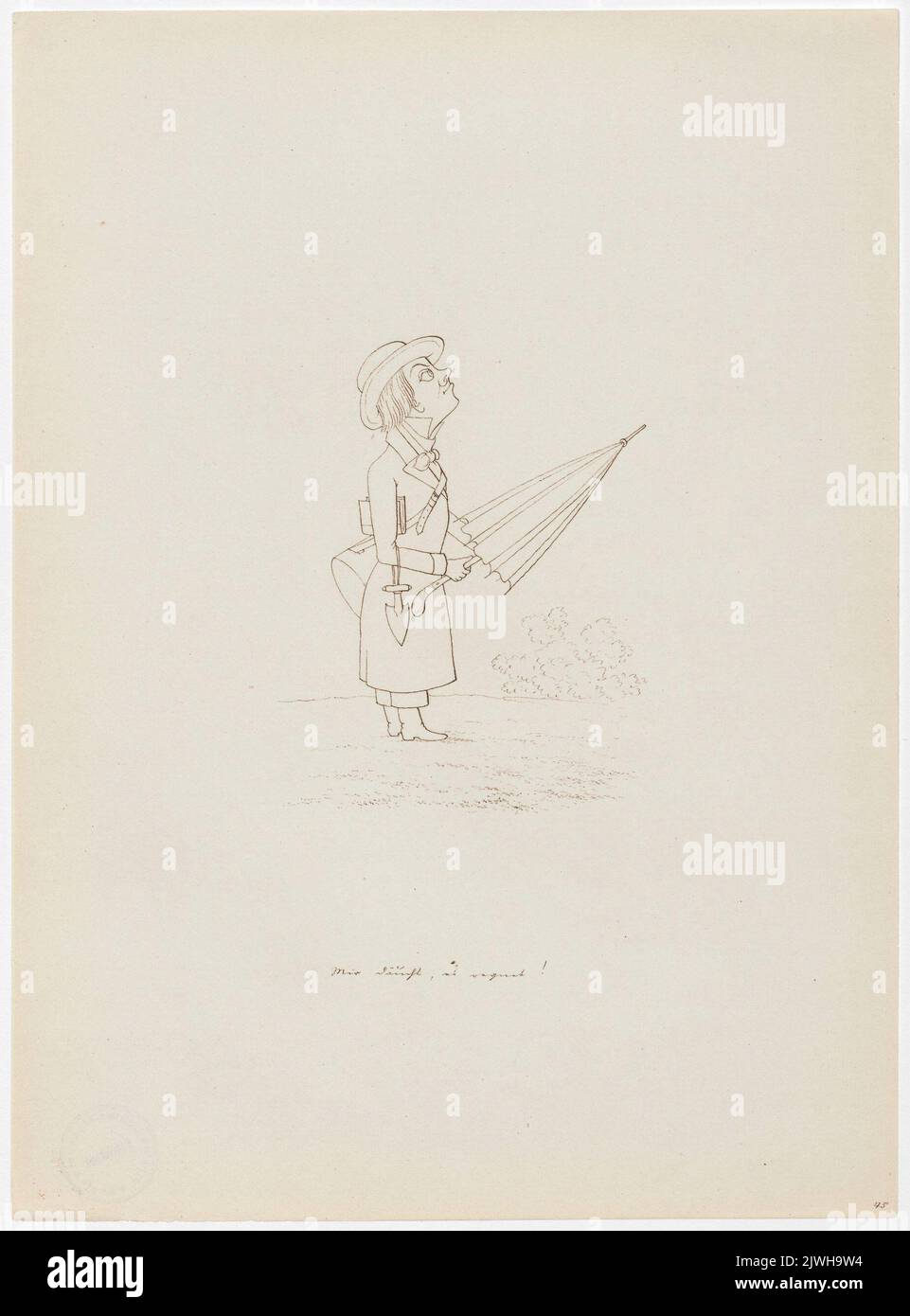 'Mir däucht, es regnet'. Winkler, Karl Gustav Adolf (1810-1893), draughtsman, cartoonist Stock Photo