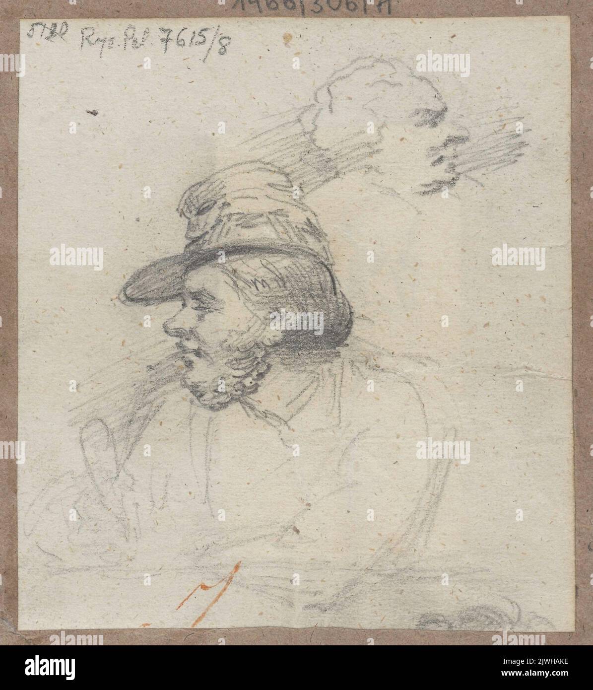 Bust of a man in a military cap. Kostrzewski, Franciszek (18261911), draughtsman, cartoonist