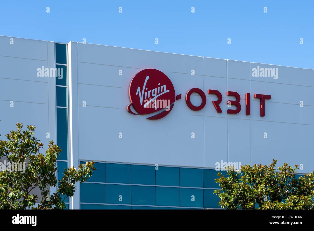 Long Beach, CA, USA - July 10, 2022: Virgin Orbit headquarters in Long Beach, California, USA. Stock Photo