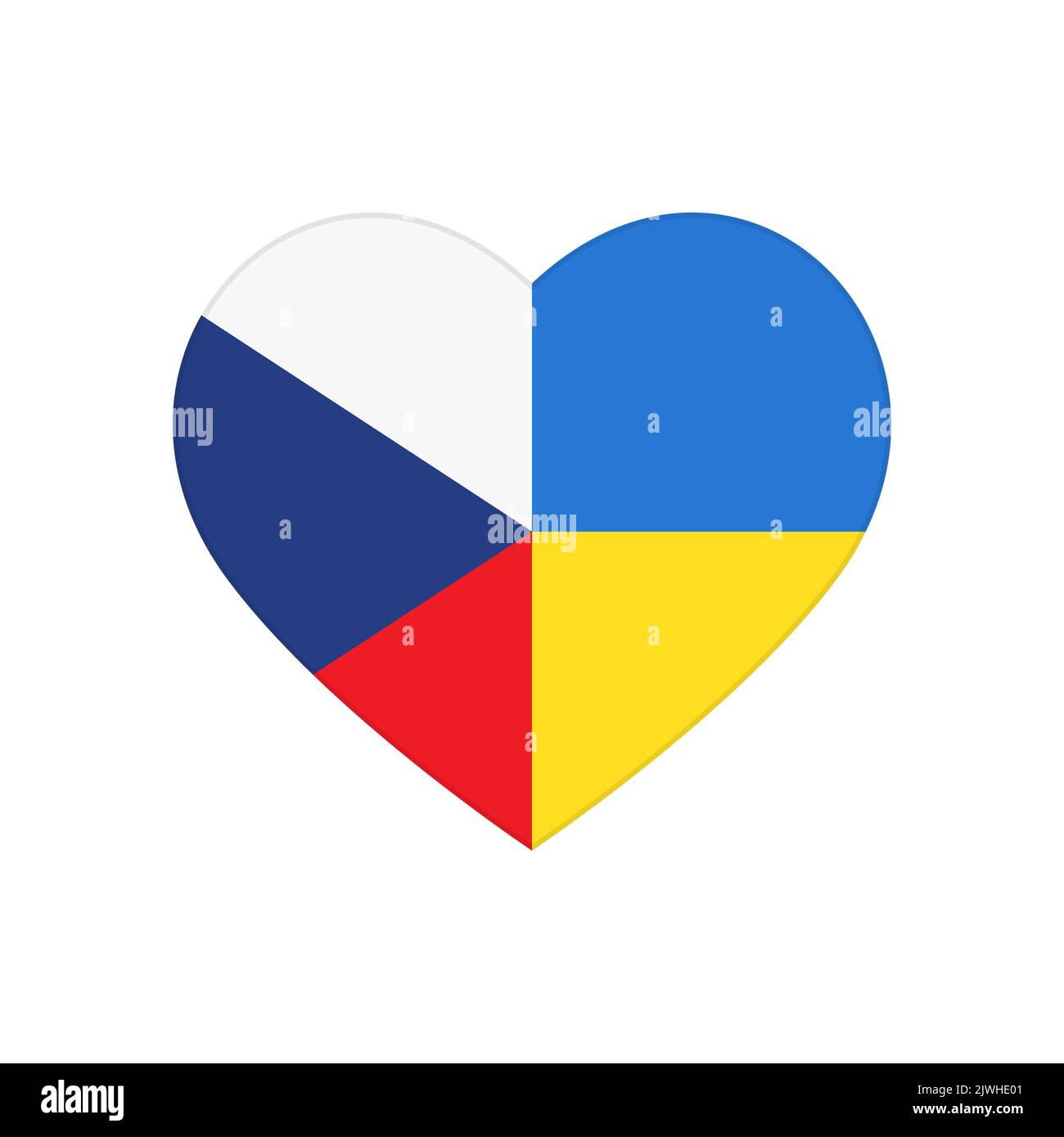 Heart puzzle pieces of Czech Republic and Ukraine flags. Partnership, friendship and support of Czech people and government for Ukrainian citizens and army, symbol of love and peace between nations Stock Vector
