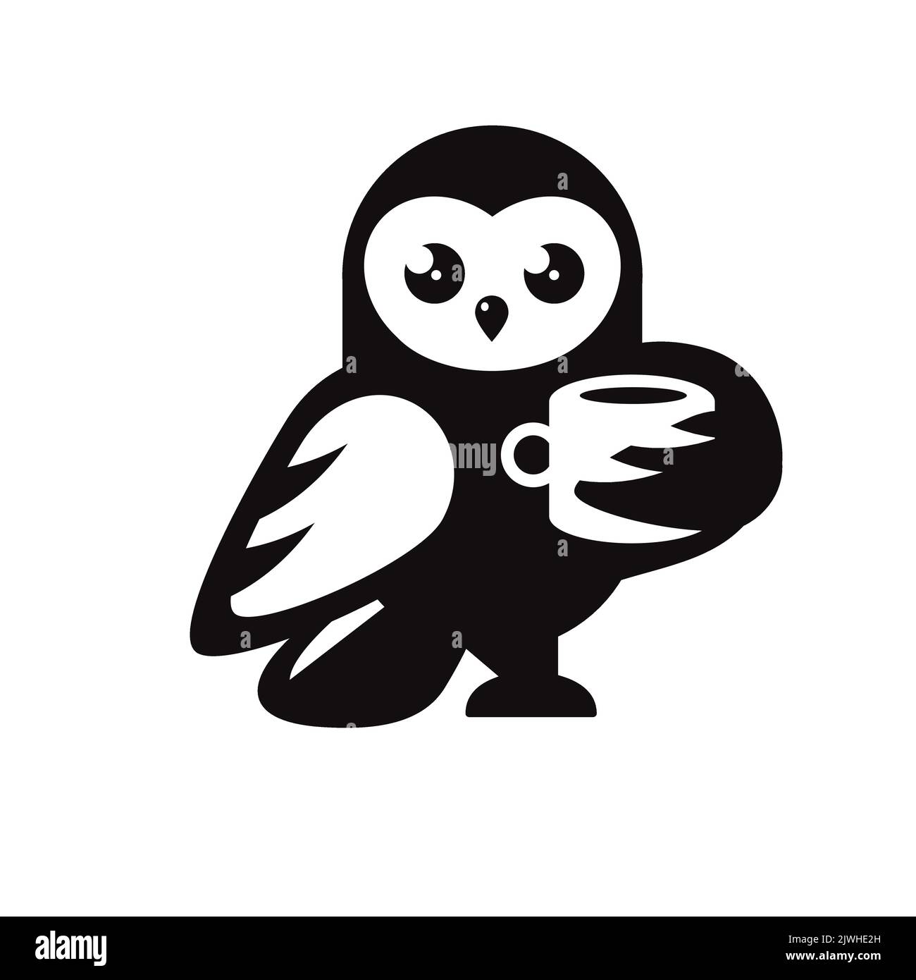 An illustration of an owl holding cup of coffee vector art stock images Stock Vector