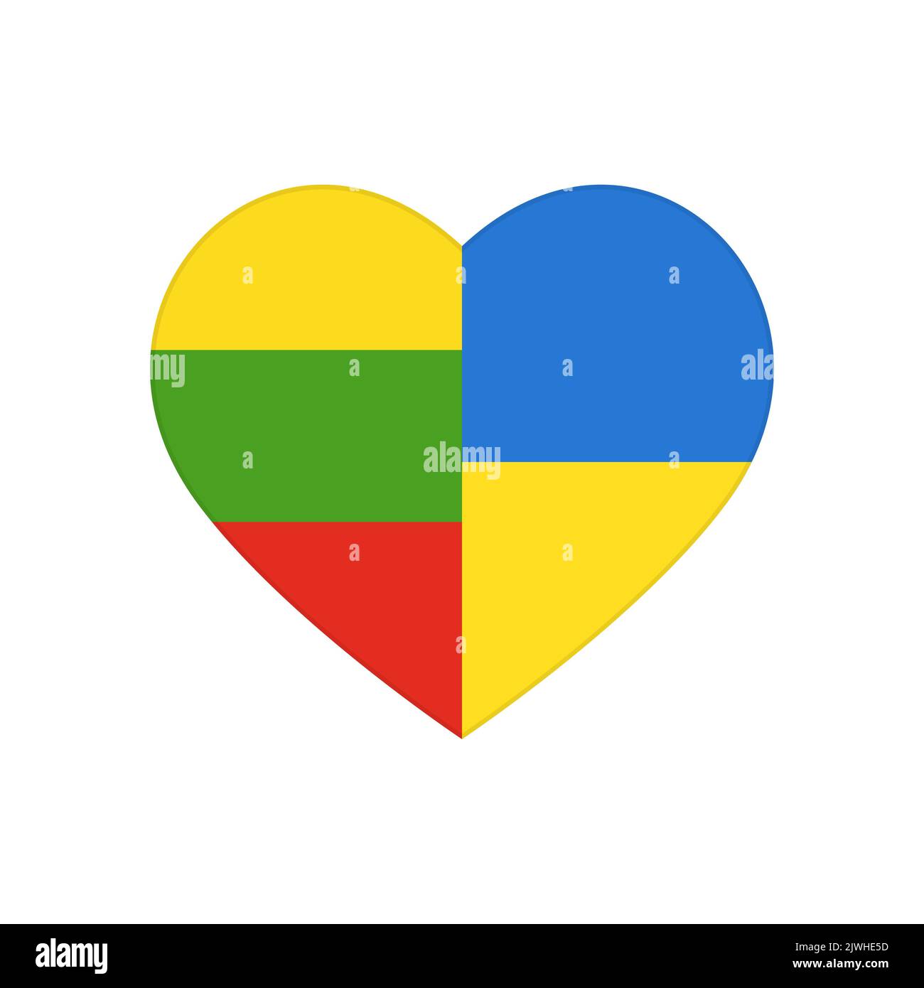 Heart puzzle pieces with national flags of Lithuania and Ukraine. Connected parts of jigsaw in love, peace and support symbol, cooperation, partnership and friendship between Kyiv and Vilnius Stock Vector