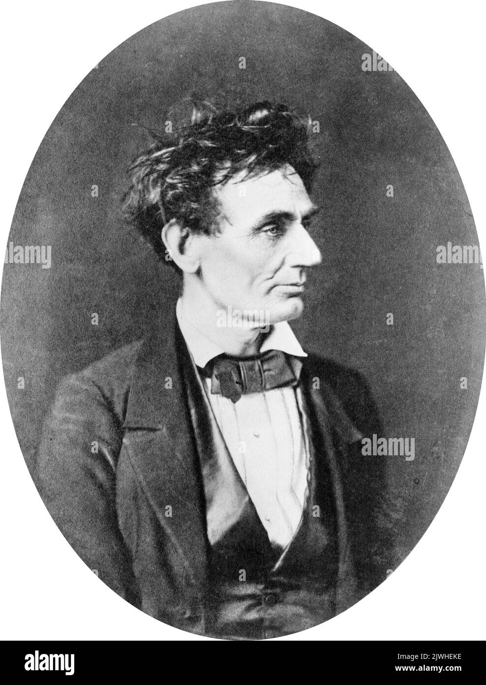 A portrait of Abraham Lincoln taken in 1857 when Lincoln was 48 yrs old. Stock Photo