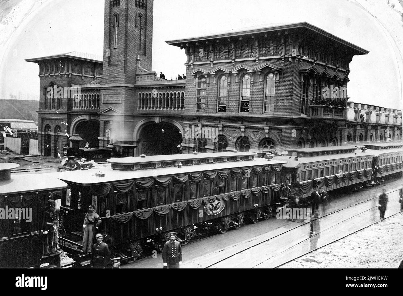 The funeral train of Abraham Lincoln in Harrisburgh PA Stock Photo