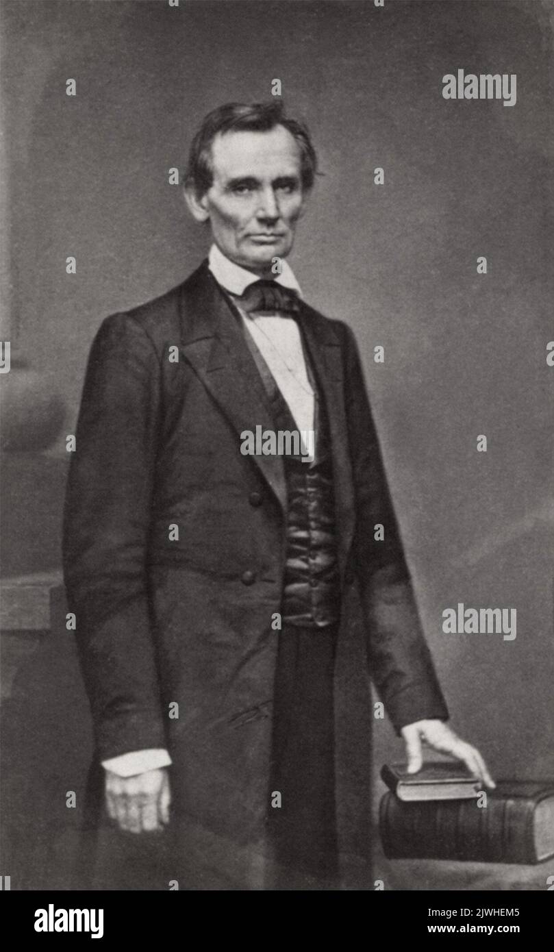 Abraham Lincoln, a portrait by Mathew Brady taken February 27, 1860, the day of Lincoln's Cooper Union speech Stock Photo