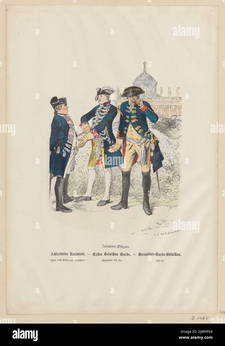 Infanterie-Offiziere, z cyklu 'Die Soldaten Friedrichs des Grossen'. Menzel, Adolph (1815-1905), draughtsman, cartoonist, Kretzschmar, Eduard (1807-1858), woodcutter Stock Photo