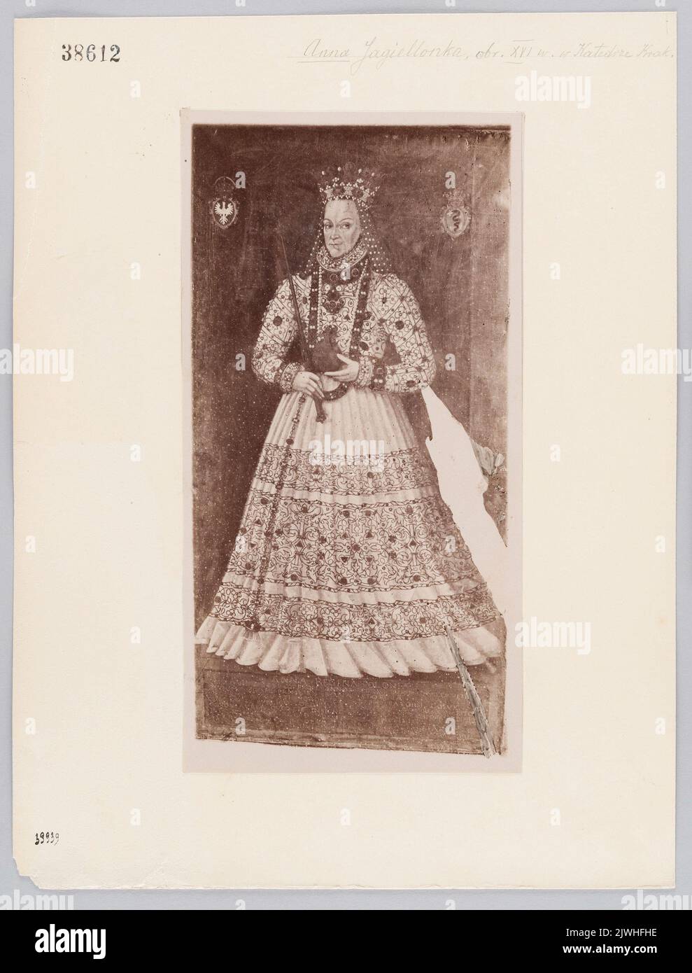 Photograph of painting: Anna Jagiellon, painting from the 16th century, at the cathedral of Cracow. Krieger, Ignacy (Kraków ; zakład fotograficzny ; 1860-1926), photo studio Stock Photo