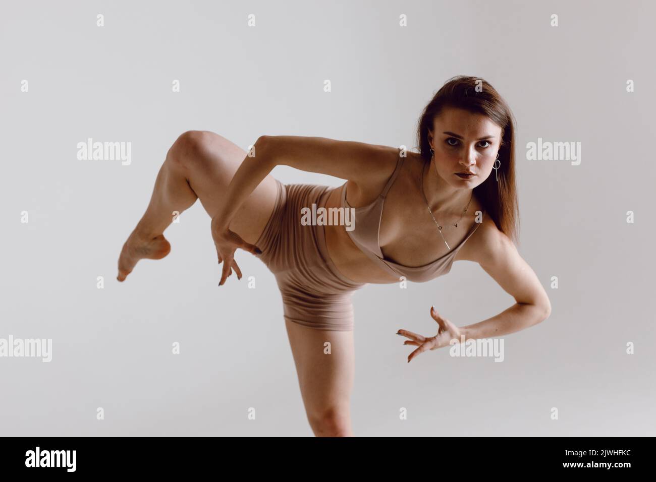 Young woman dancer dancing high heels dance Stock Photo