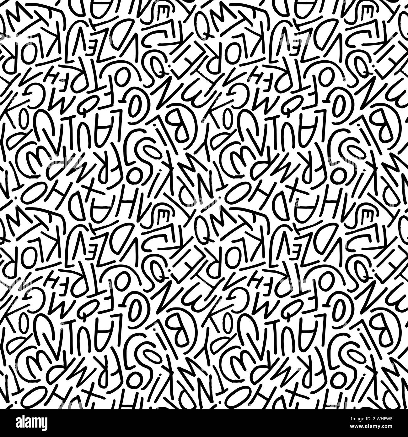 Vector seamless pattern with simple line letters. Stock Vector