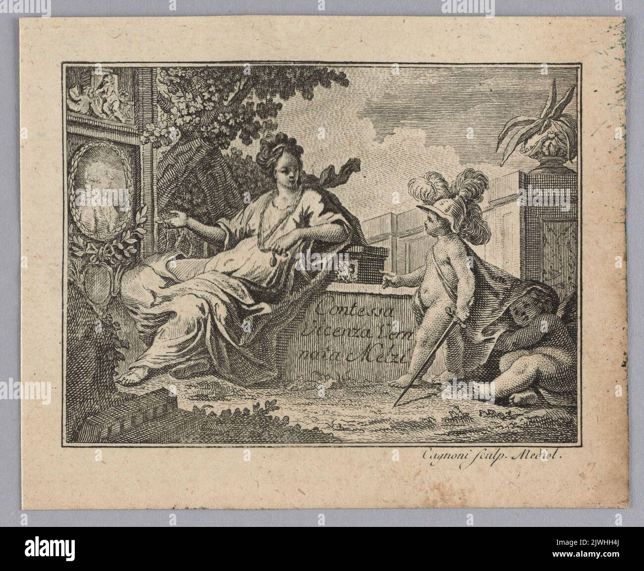 [Bookplate:] Contessa Vicenza Verri nata Melzi. Cagnoni, Domenico (1730?-1797), graphic artist Stock Photo