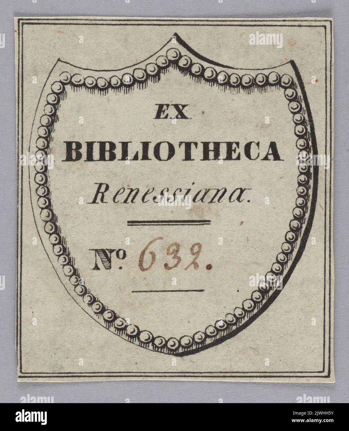 Ex Bibliotheca Renessiana [graf Clemens Wenzel von Reness-Briedbach]. unknown, graphic artist Stock Photo