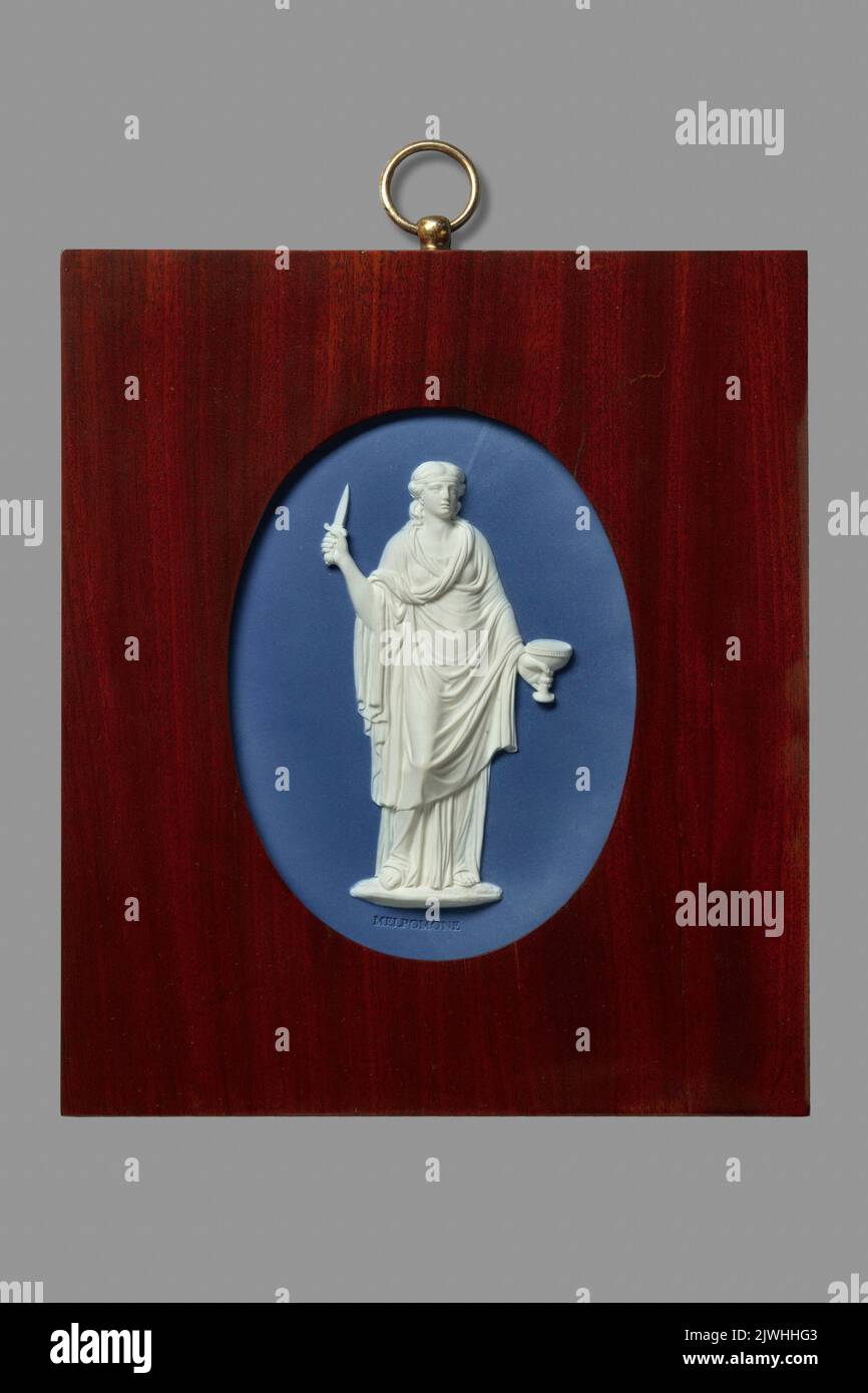 Plaque with Melpomene. Flaxman Mł., John (1755-1826), sculptor, Wedgwood, Josiah (1730-1795), factory owner, Etruria Factory (Staffordshire ; wytwórnia ceramiki ; 1769-1950), factory Stock Photo