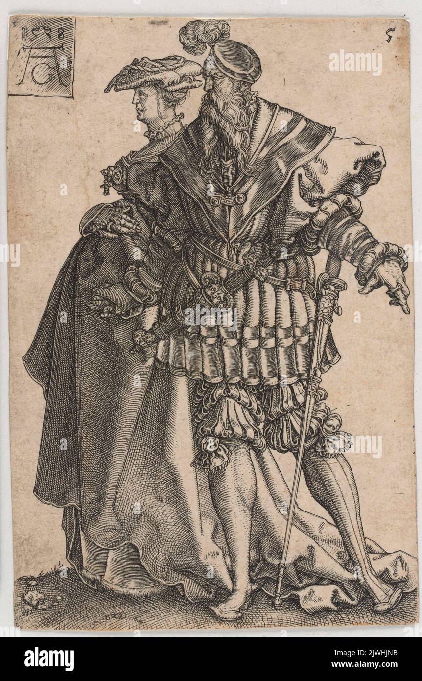 Dancing Couple. Aldegrever, Heinrich (1502-1555/1561), graphic artist Stock Photo