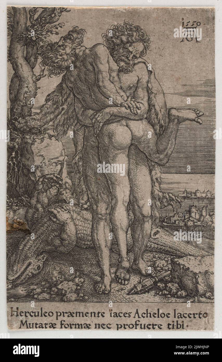 Hercules Fighting Achelous. Aldegrever, Heinrich (1502-1555/1561), graphic artist Stock Photo
