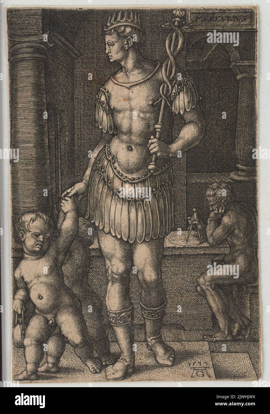 Mercury - The Patron Gods of the Planets cycle. Aldegrever, Heinrich (1502-1555/1561), graphic artist Stock Photo