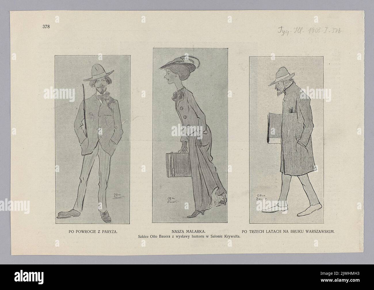 Reproduction of drawing: Bauer, Otto (1881-1938); three illustrations; from: 'Tygodnik Ilustrowany' 1905, 1, 279. Tygodnik Ilustrowany (Warszawa ; czasopismo ; 1859-1939), publisher Stock Photo