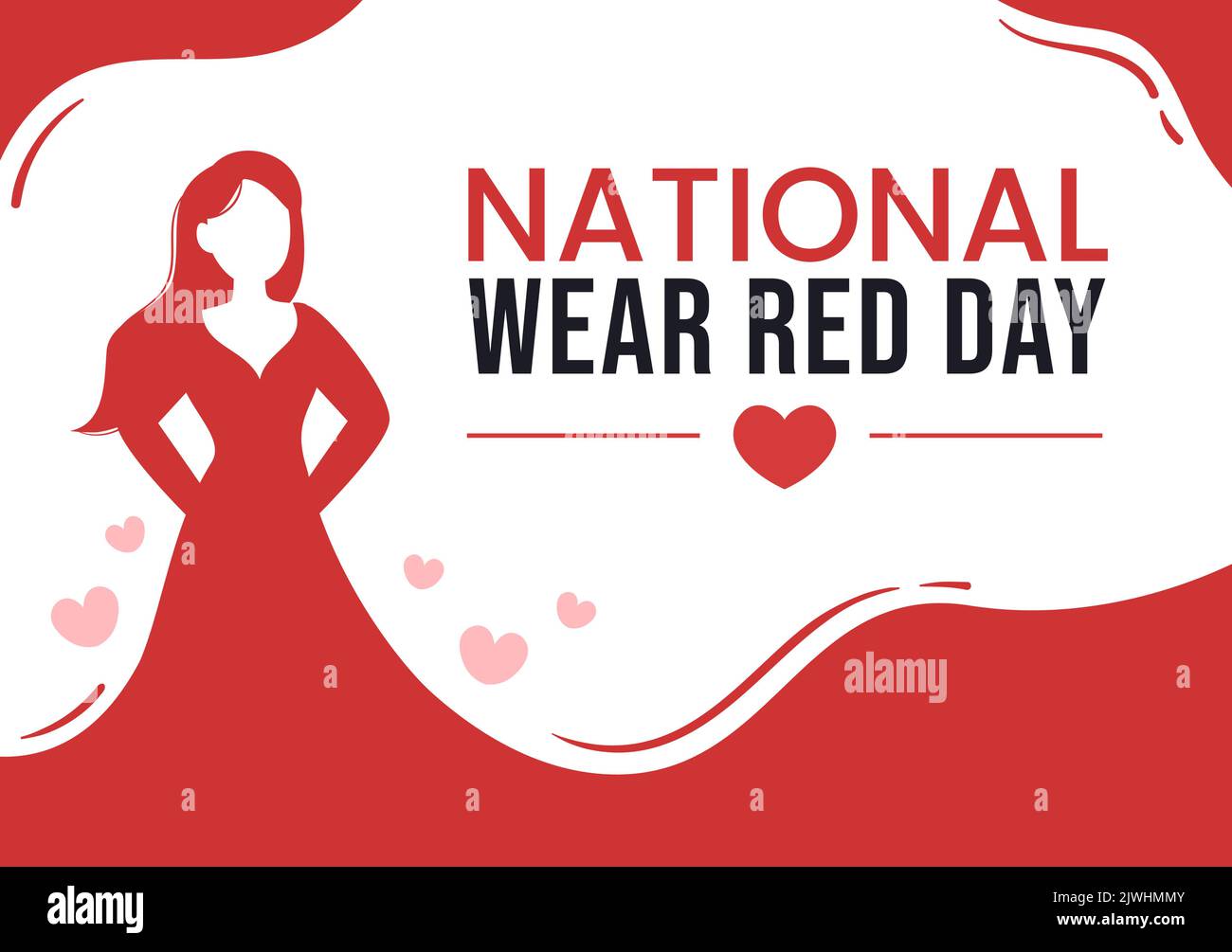 National Wear Red Day on February 7th Template Hand Drawn Cartoon Flat
