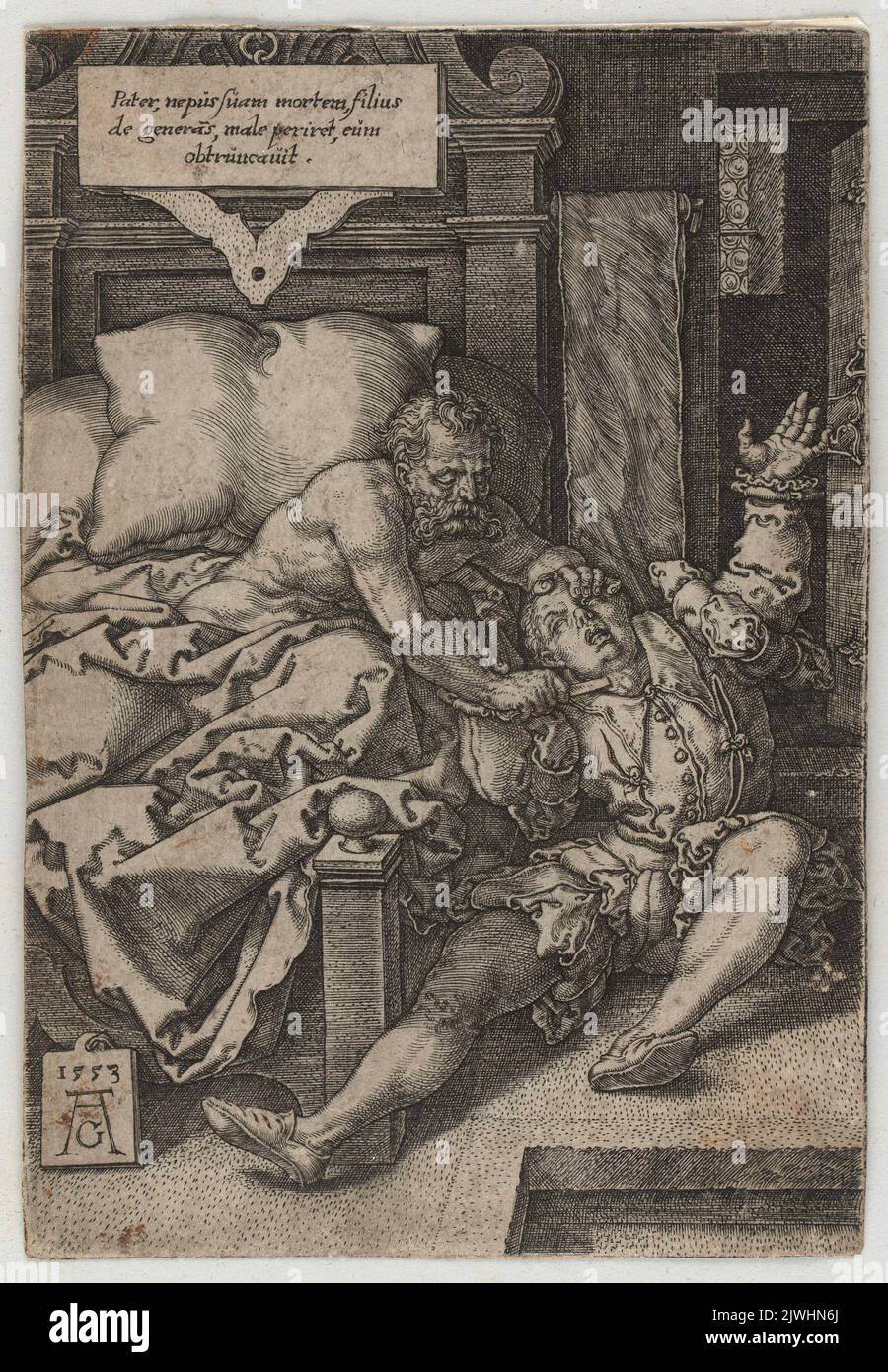 Judge Herkinbald (Archambauld) Stabbing His Nephew. Aldegrever, Heinrich (1502-1555/1561), graphic artist Stock Photo