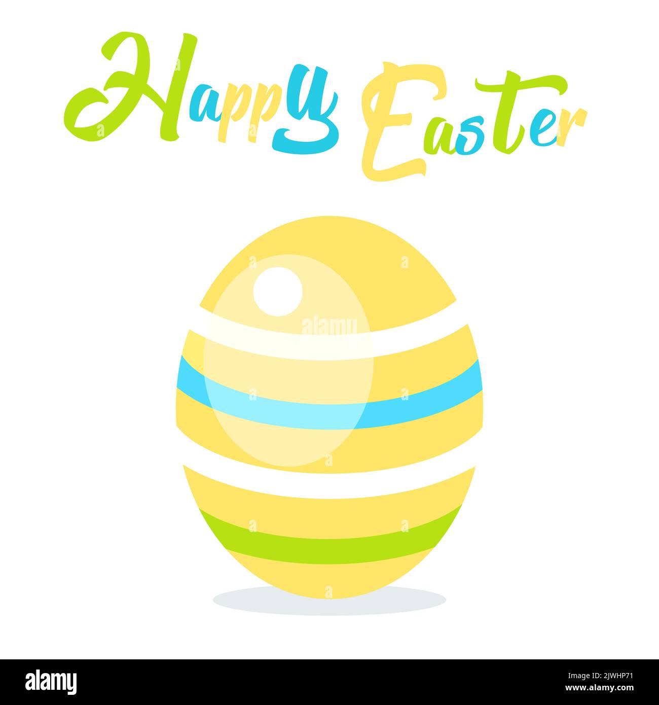 Happy Easter. Cute Decorative Easter banner with Easter egg.  Vector Greetings for Easter in flat style. Vector illustration. For greeting card, Print Stock Vector