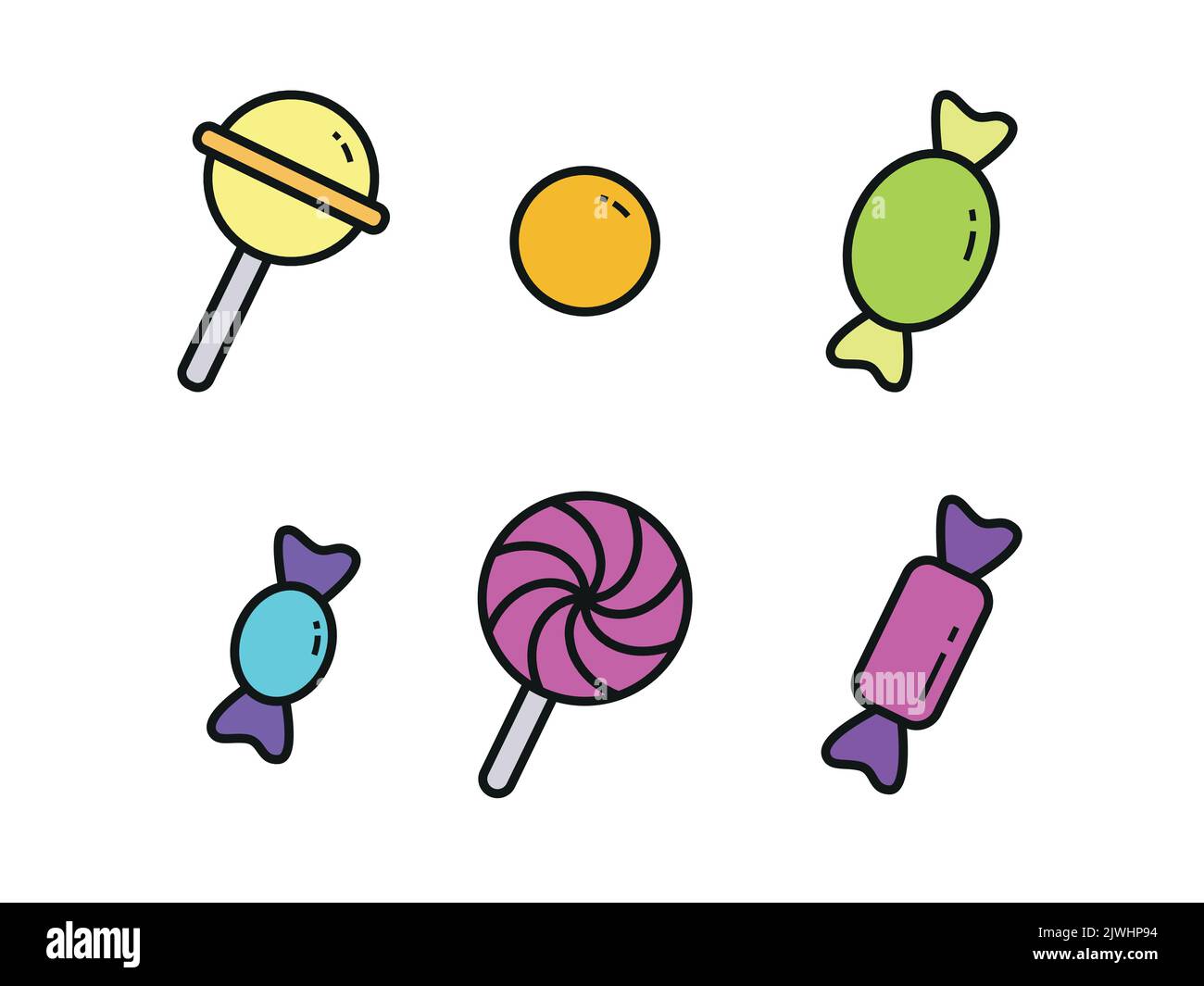Set of Candy Icons. Sweets for children, pastry shops. Vector ...