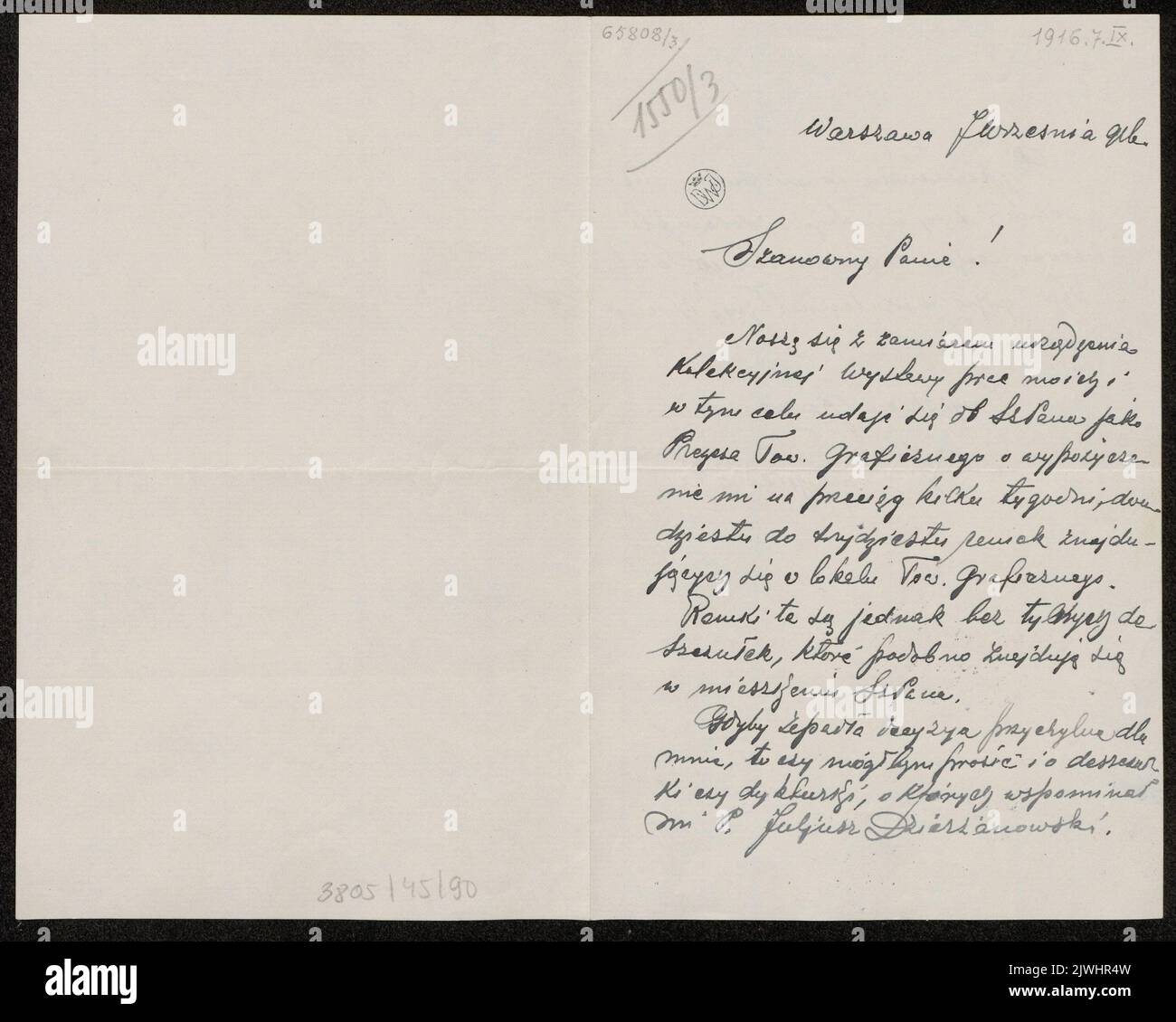 Letter from Ignacy Łopieński to Dominik Witke-Jeżewski concerning the ...