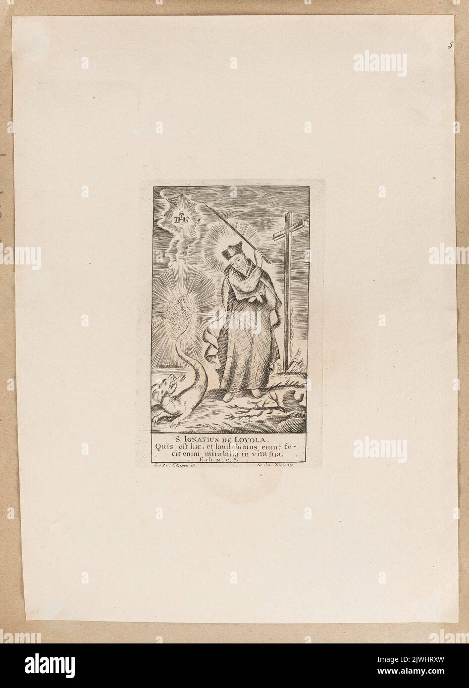 Saint Ignatius of Loyola. Tyszkiewicz, Konstanty (1806-1868), merchant employer, Marcinowski, Antoni (Wilno ; drukarnia ; 1817-1862), printing house, unknown, graphic artist, Caim (fl. ca 1740-1780), publisher Stock Photo