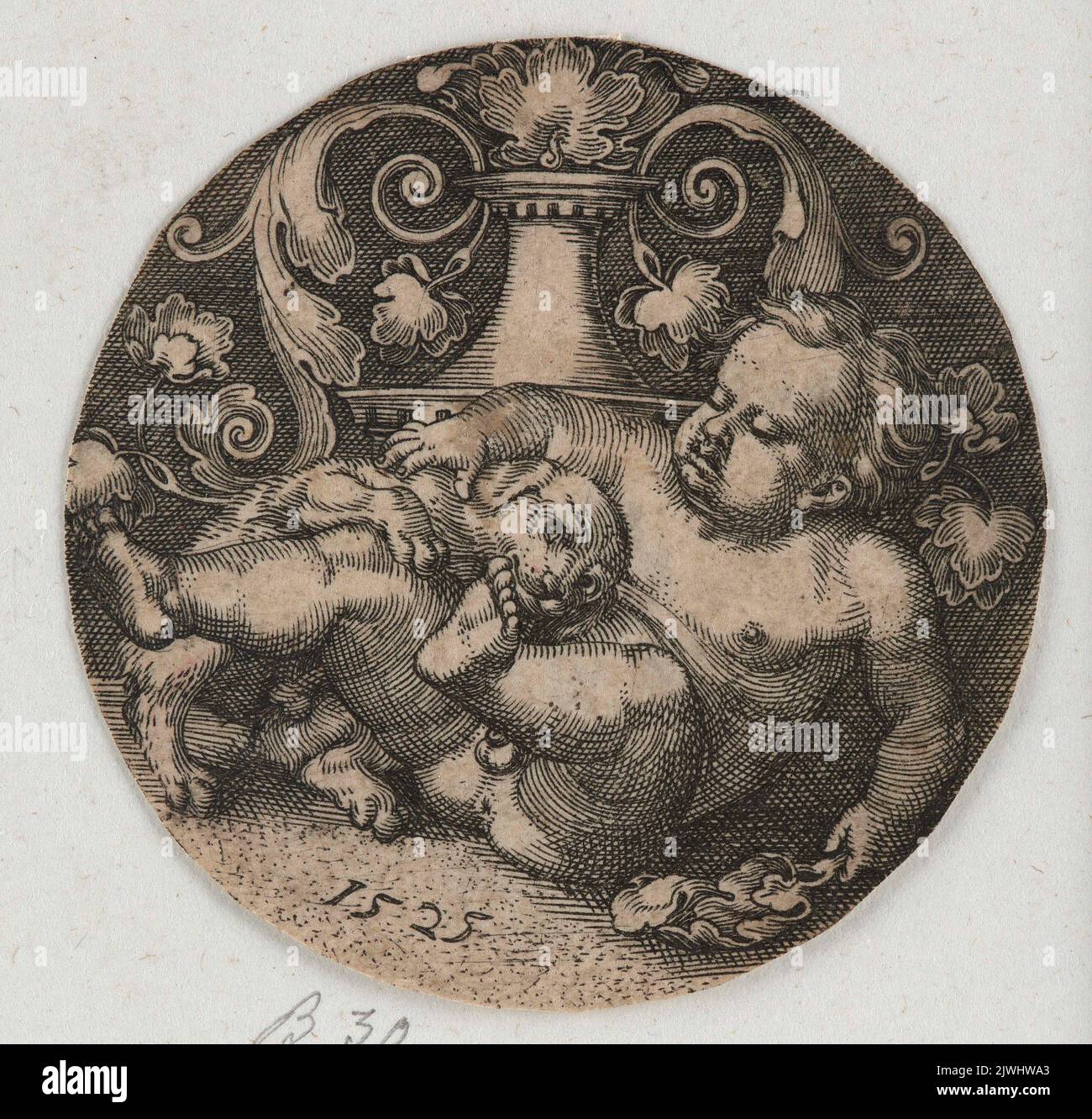 Child with a Dog and Vase. Beham, Barthel (1502-1540) Stock Photo