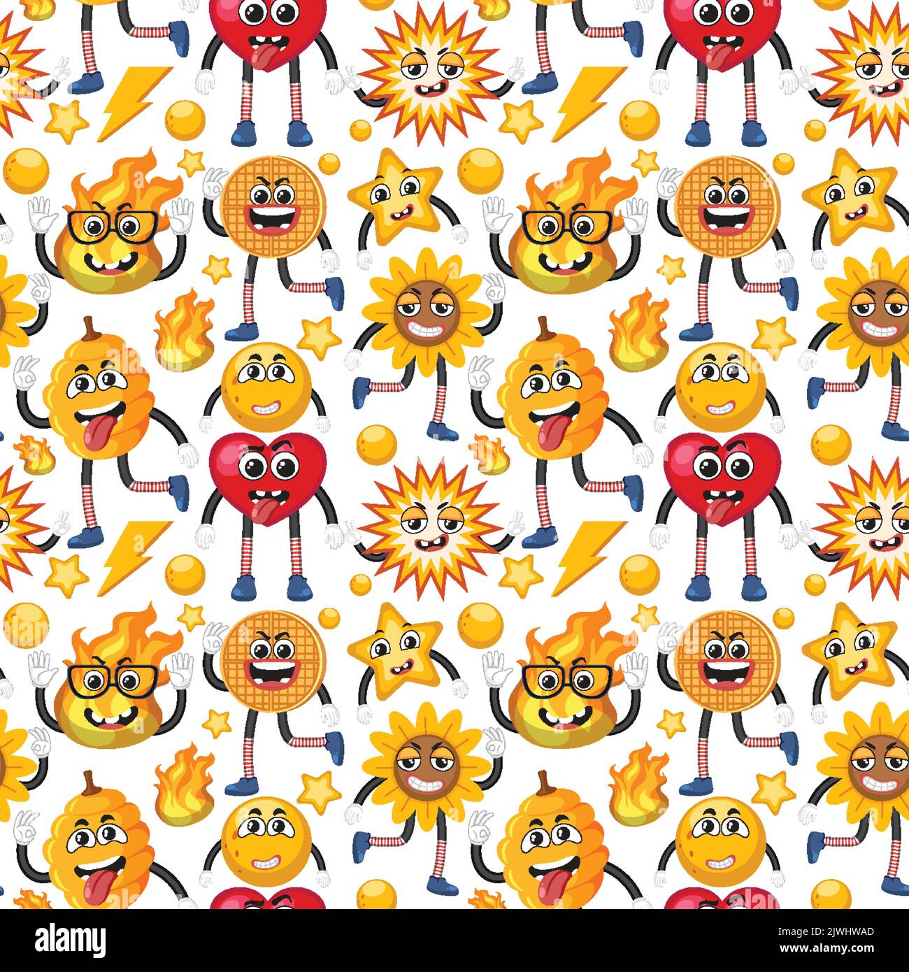 Cute cartoon seamless pattern illustration Stock Vector Image & Art - Alamy